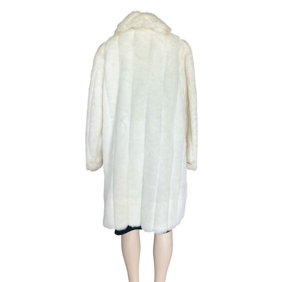 Scandinavian Faux Fur Coat Ivory Long PlushVintage Made in USA Size L boujee fit - Picture 2 of 6
